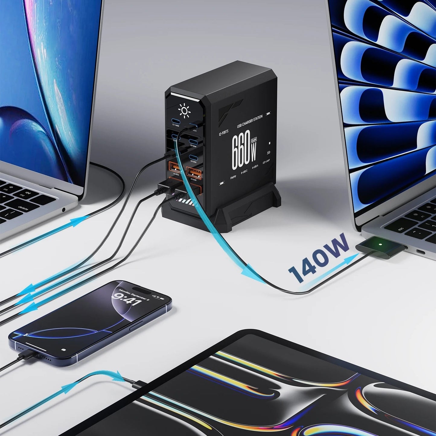 660W GaN 10Ports USB-C Charger Station