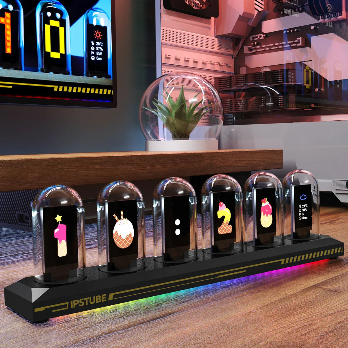 Nixie Tube RGB Retro IPS Glows Digital Clock