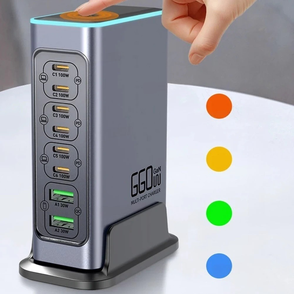 660W 8Ports High Power PD+QC3.0 GaN Desktop Charging Station