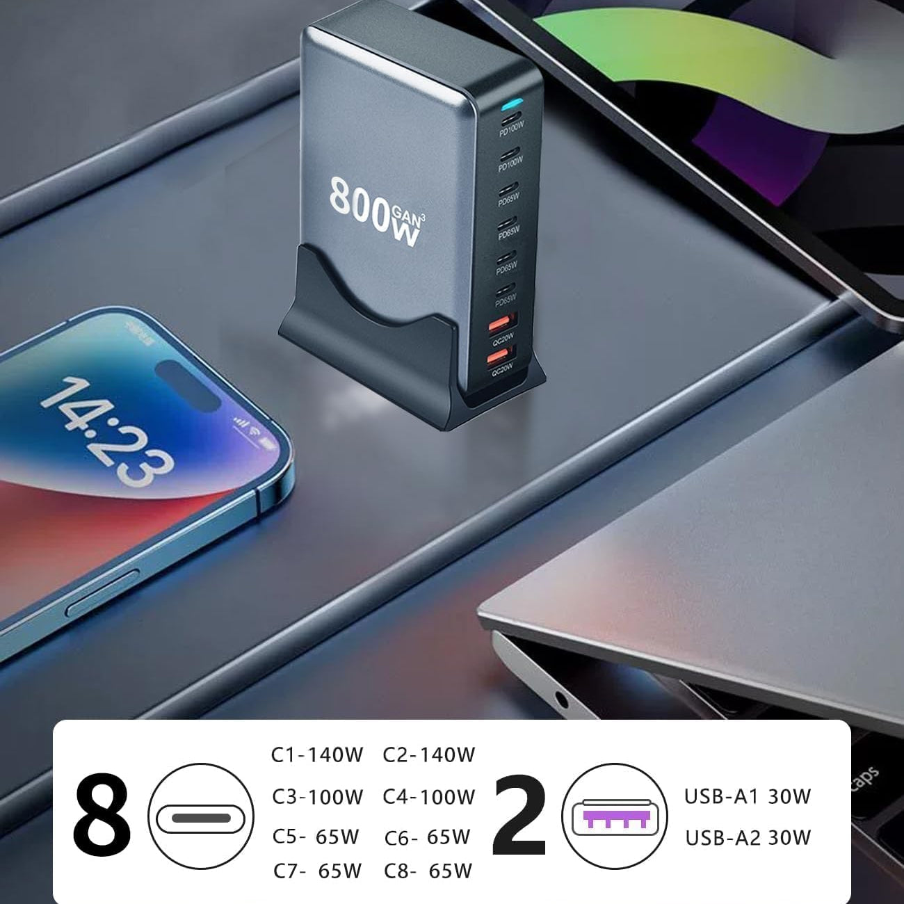 880W GaN 10Ports PD Charger