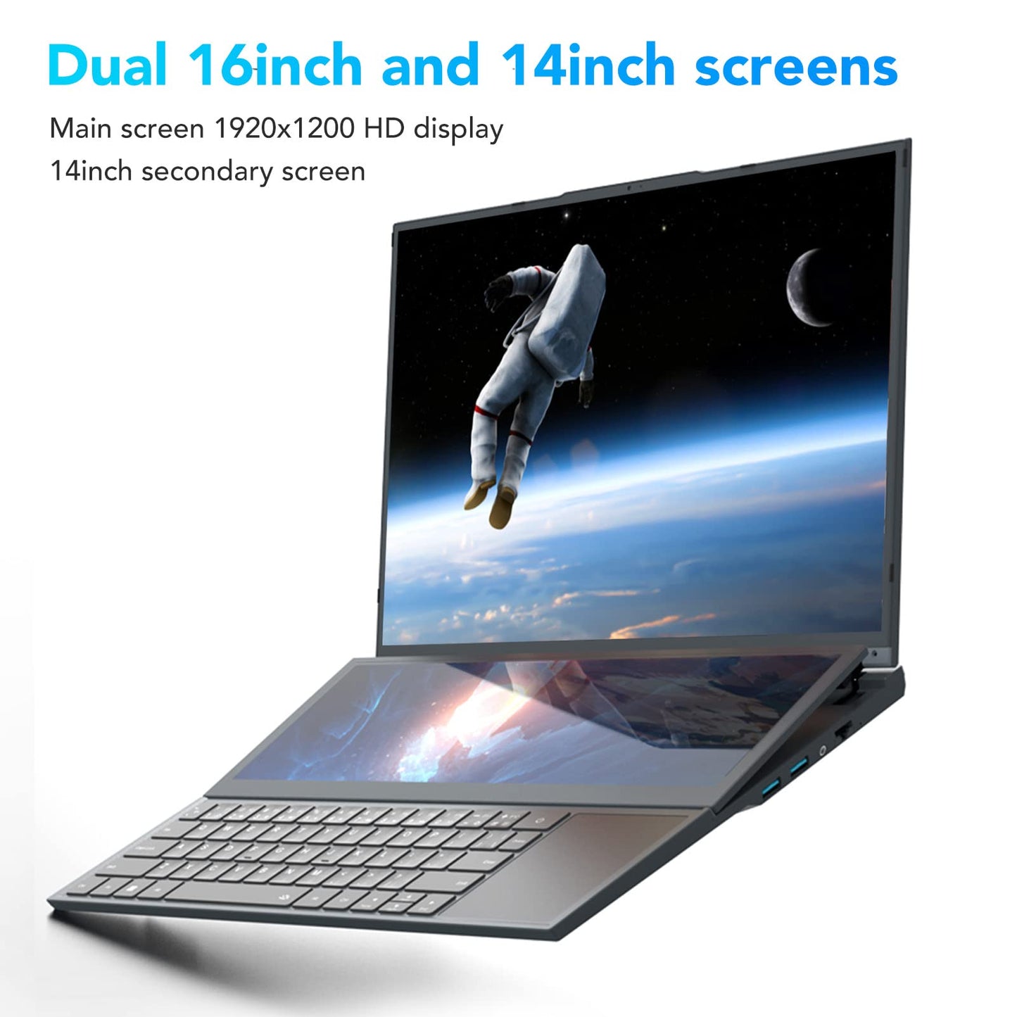Dual Screen Laptop,16inch IPS + 14inch Touch