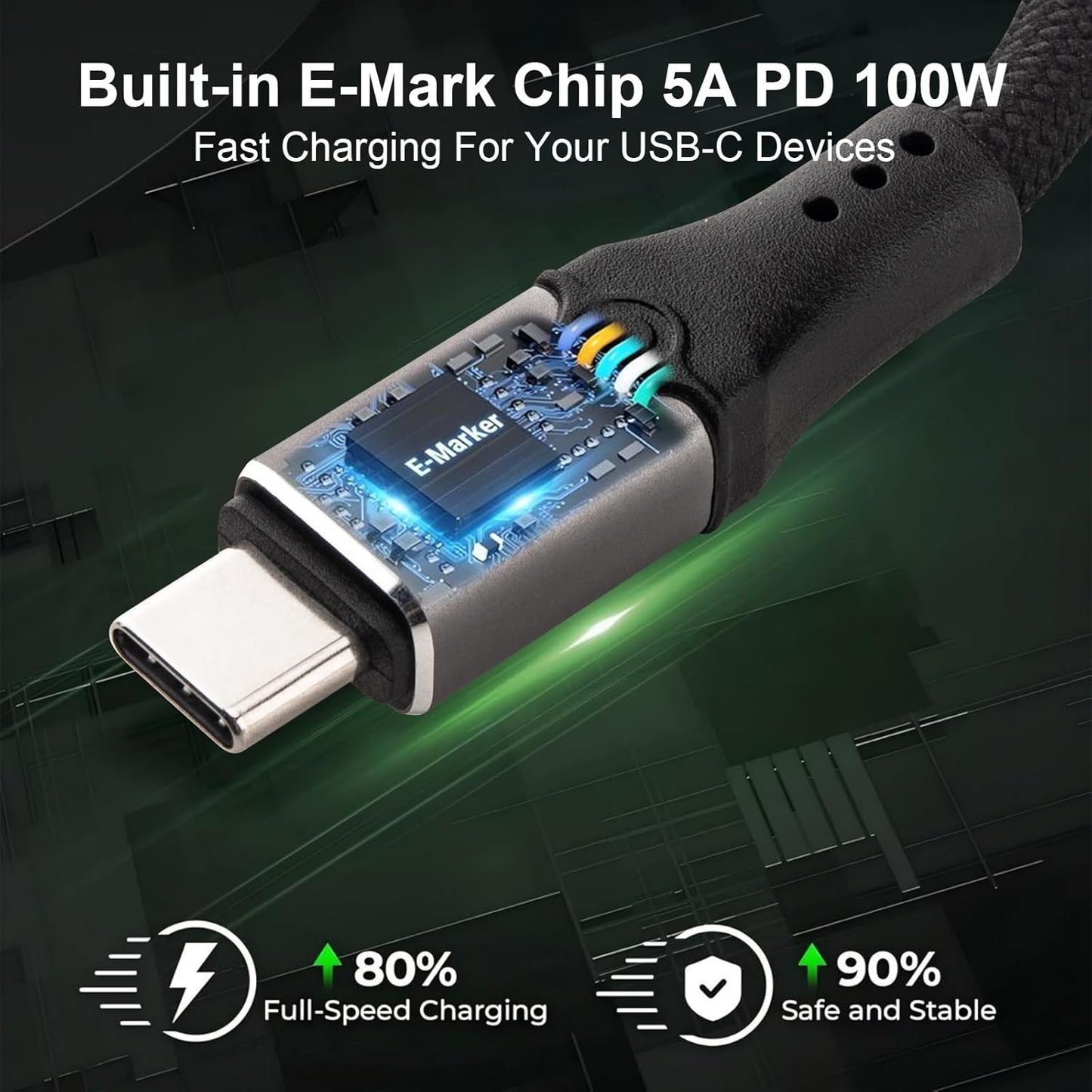 Thunderbolt5 80Gbps 240W Cable Wtih Nylon Braided