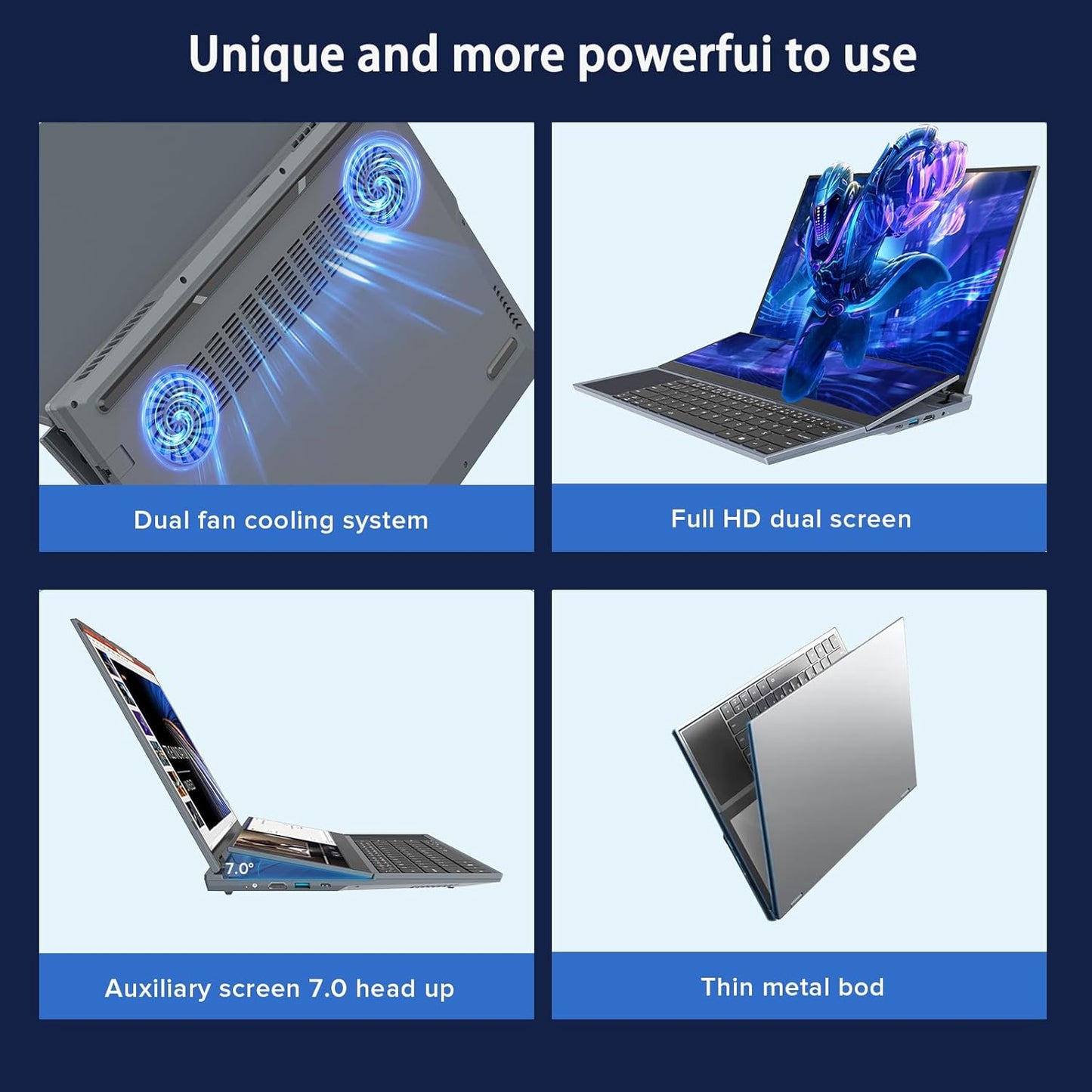 Dual Screen Laptop,16inch IPS + 14inch Touch