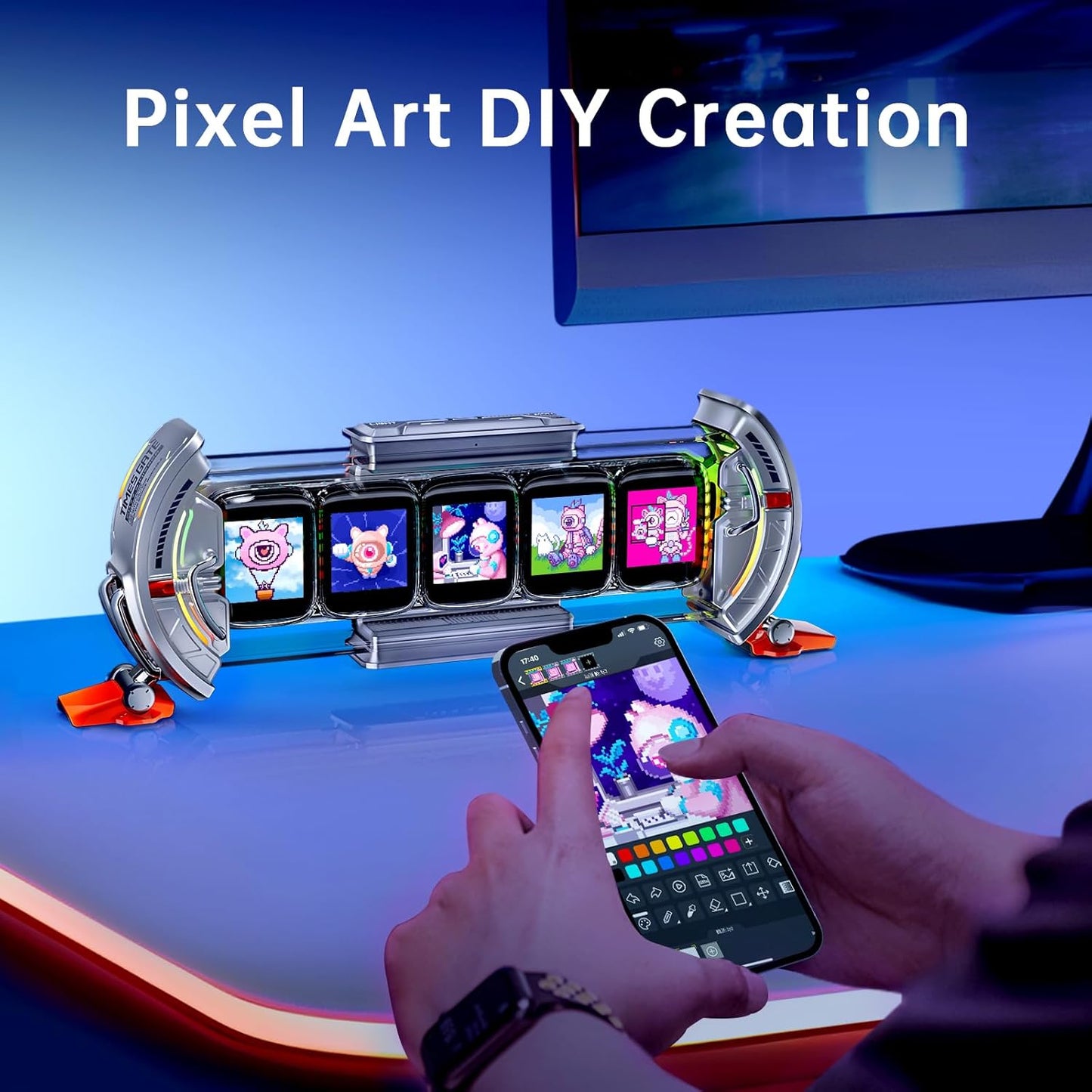 Divoom Times Gate - Cyberpunk Gaming Setup Digital Clock