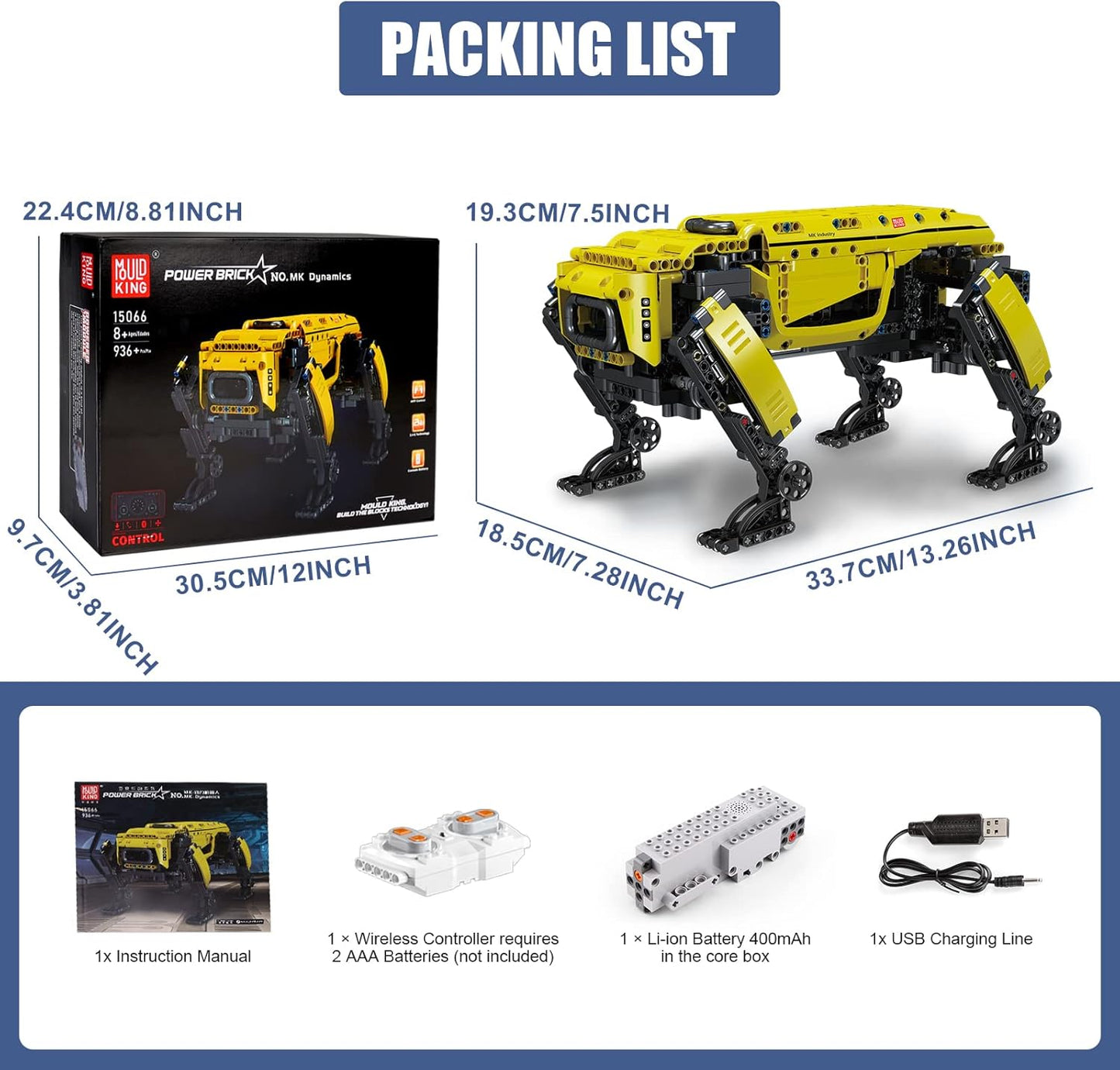 Power Robot Dog Building Blocks Technical Robot Toys