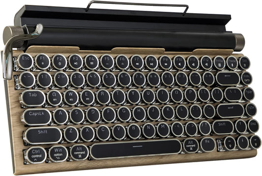 Typewriter-Style Retro Mechanical Wood Keyboard