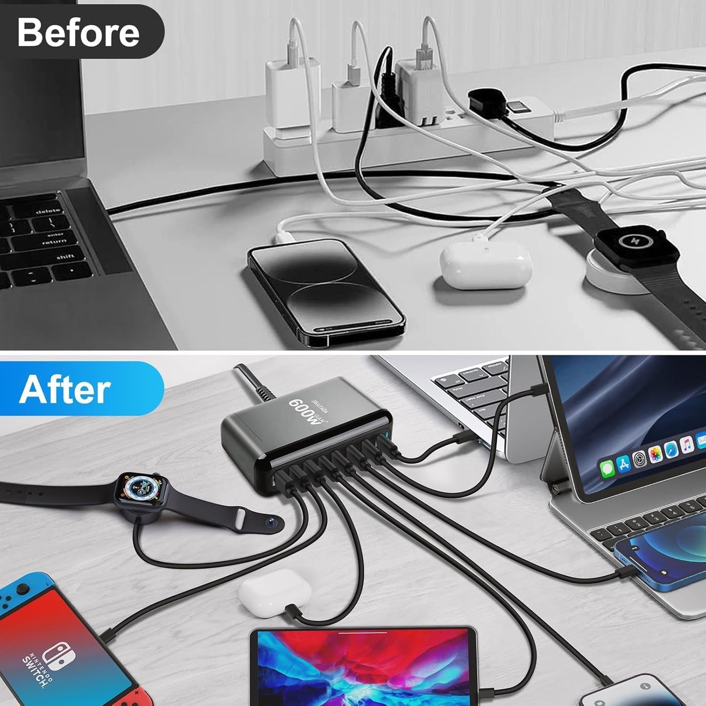 600W USB-C 8-in-1 PD Fast Charging Station