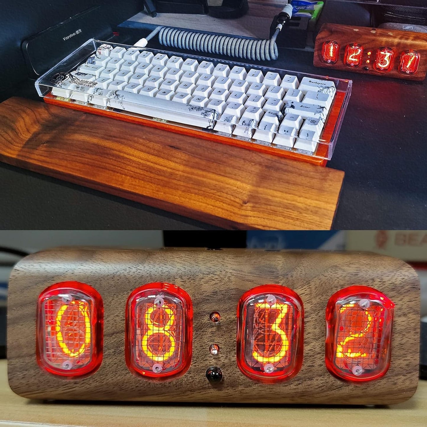 Nixie IN12 Glow Tube Solid Wood Clock