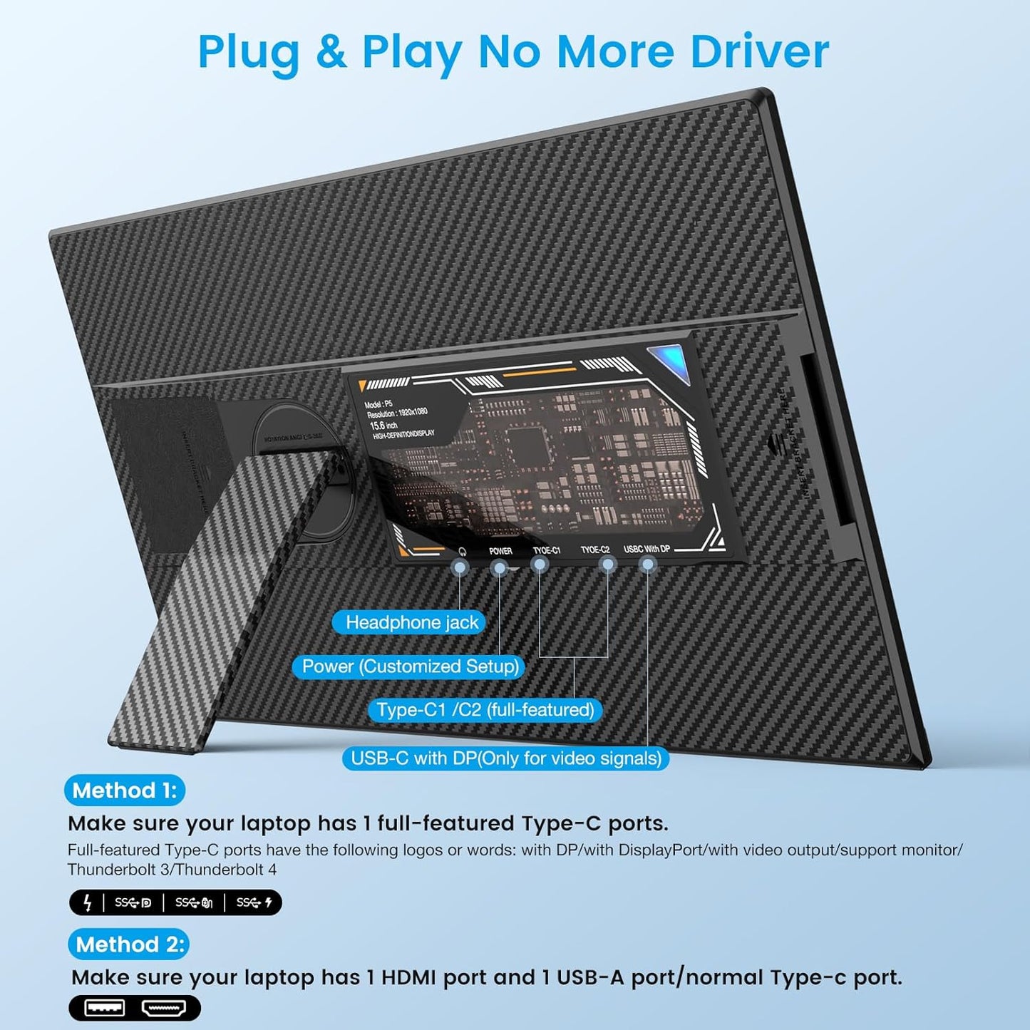 15.6" IPS FHD 1080P Laptop Extender Monitor