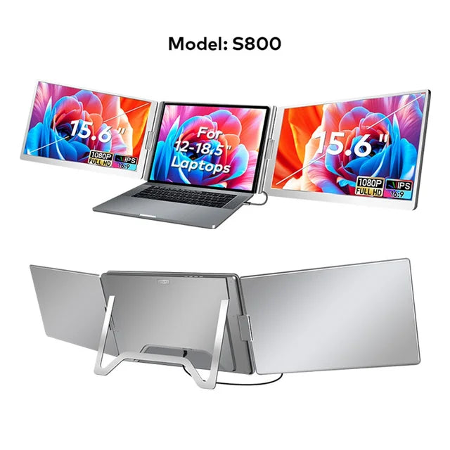 Triple Portable Monitor by One Cable For All Laptops