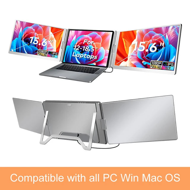 Triple Portable Monitor by One Cable For All Laptops