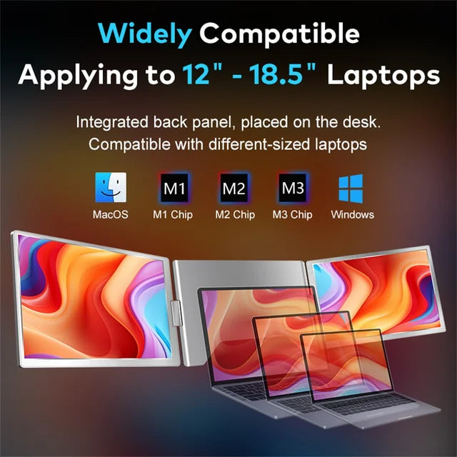 Triple Portable Monitor by One Cable For All Laptops
