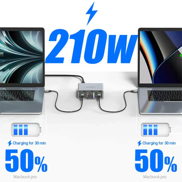 Clever:210W GAN Fast Laptop Charging Block with Display