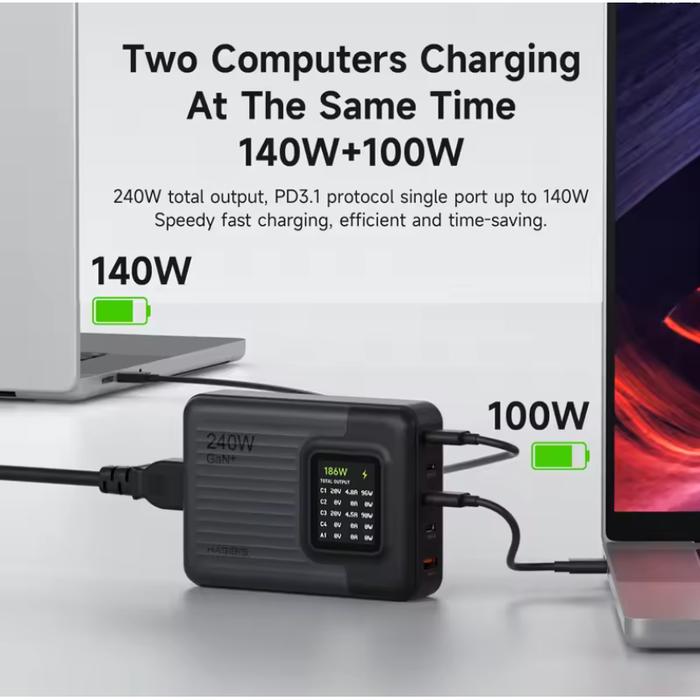 PD200W GaN 5Port Fast Charging with LCD Display