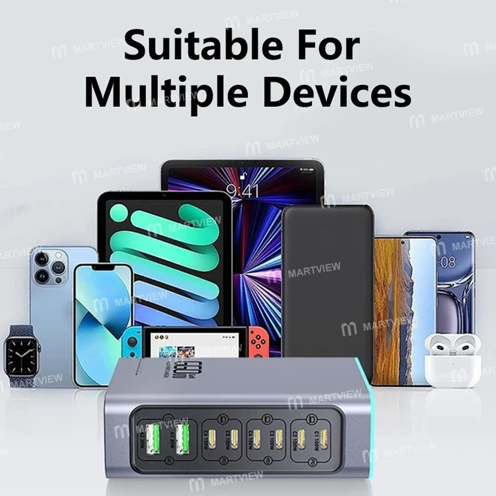 660W 8Ports High Power PD+QC3.0 GaN Desktop Charging Station